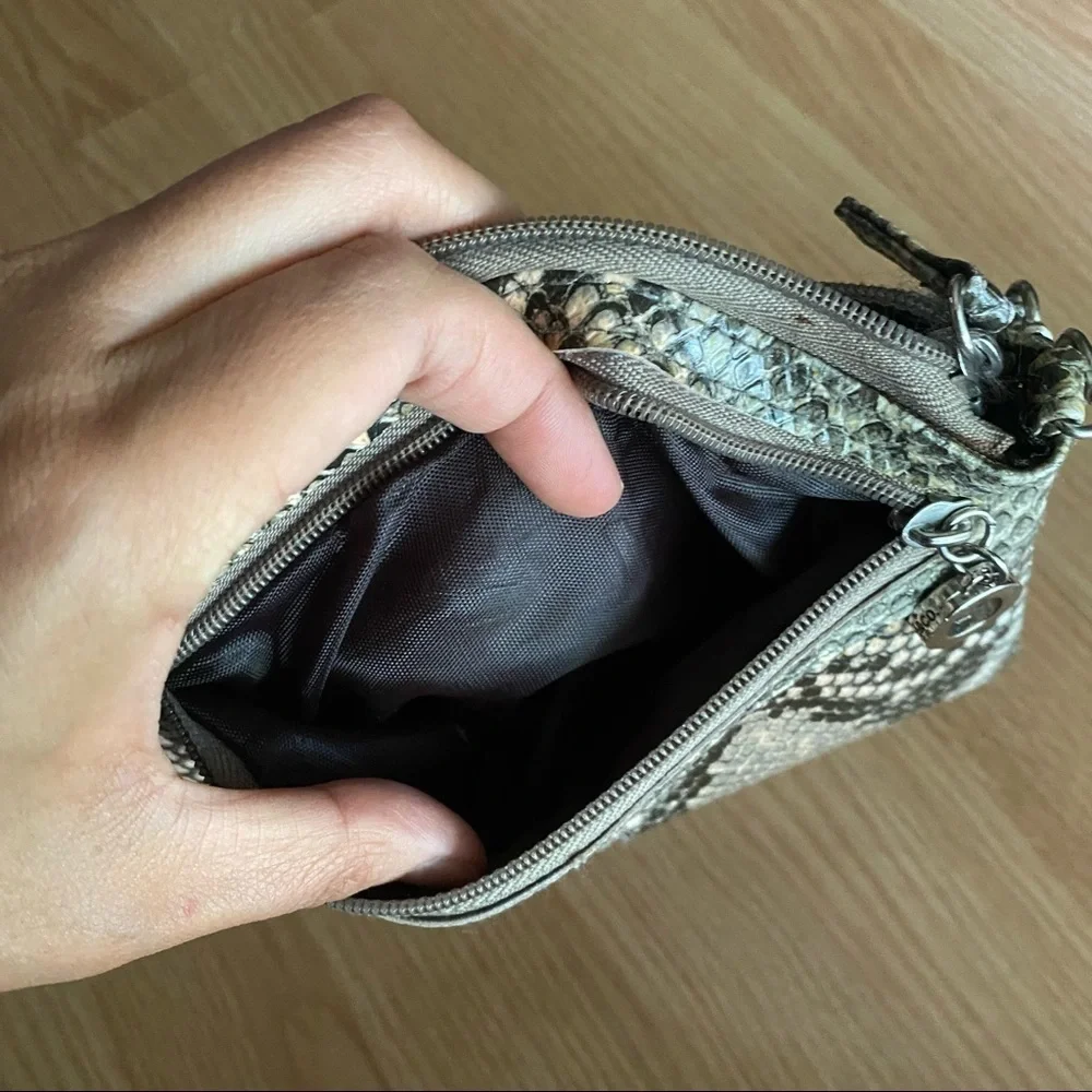 Women’s Snake Skin Print Faux Leather Mini Wristlet